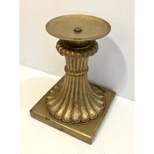 Vintage Brass Column Pillar Candle Holder HEAVY Neoclassical Nouveau Pedestal